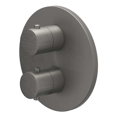 IVY Bond Regendoucheset - inbouw - 2-weg stop-omstel - 30cm plafondbuis - 25cm medium hoofddouche rond - glijstang met uitlaat - 150cm doucheslang - 3-standen handdouche - Geborsteld metal black PVD