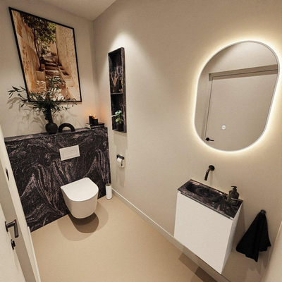 MONDIAZ TURE-DLUX 40cm toiletmeubel Talc. EDEN wastafel Lava positie links. Zonder kraangat.