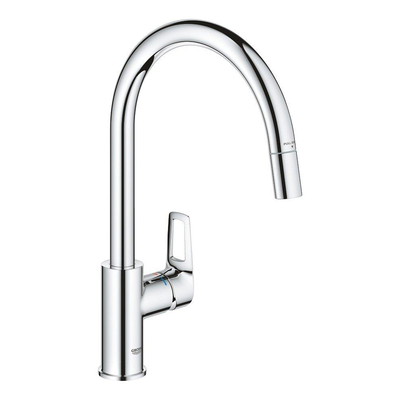 Grohe Start Loop Keukenkraan - 1-gats - hoge draaibare uittrekbare uitloop- voorsprong 21.5cm - open greep - chroom