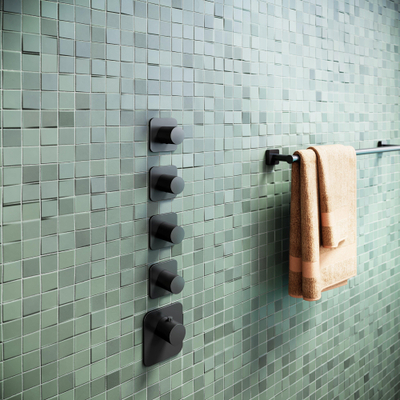 Hotbath Gal Afbouwdeel voor Highflow Thermostaat met 4 stopkranen Mat zwart