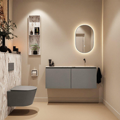 MONDIAZ TURE-DLUX 120cm toiletmeubel Smoke. EDEN wastafel Glace positie rechts. Zonder kraangat.