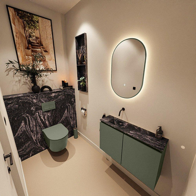 MONDIAZ TURE-DLUX 80cm toiletmeubel Army. EDEN wastafel Lava positie links. Zonder kraangat.