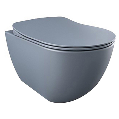 Creavit Hangend Toilet - 35.3x51cm - RVS Bidetsproeier - spoelrandloos - mat basalt