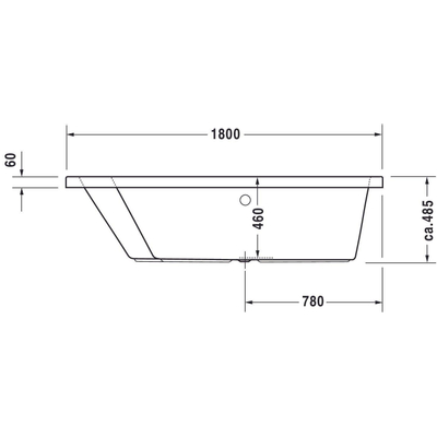 Duravit Paiova bad acryl afgeschuind links 180x140x46cm wit