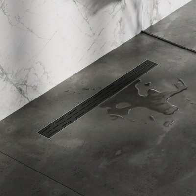 Brauer Douchegoot - 70x7.5cm - vloerflens - RVS - zwart