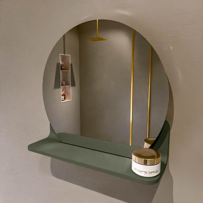 Mondiaz SPOT Badkamerspiegel - rond 40cm - spiegelplanchet - kleur Army