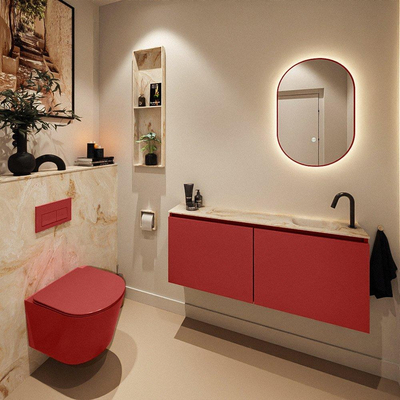 MONDIAZ TURE-DLUX 120cm toiletmeubel Fire. EDEN wastafel Frappe positie rechts. Met 1 kraangat.
