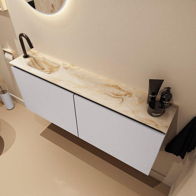 MONDIAZ TURE-DLUX 120cm toiletmeubel Cale. EDEN wastafel Frappe positie links. Met 1 kraangat.
