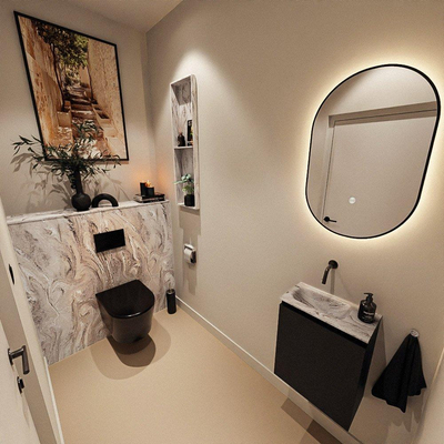 MONDIAZ TURE-DLUX 40cm toiletmeubel Urban. EDEN wastafel Glace positie links. Zonder kraangat.