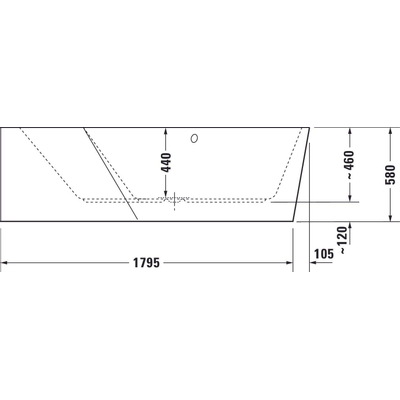Duravit Paiova kunststof bad acryl vijfhoekig voor linkerhoek 190x140x58cm met aangevormd paneel en frame wit