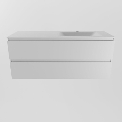 Mondiaz Aivy badmeubelset - 120x45x50cm - 1 kraangat - 1 wasbak talc Solid surface - Rechts - 2 lades - Met spiegel - MDF Talc