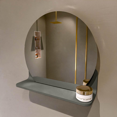 Mondiaz SPOT Badkamerspiegel - rond 40cm - spiegelplanchet - kleur Smoke