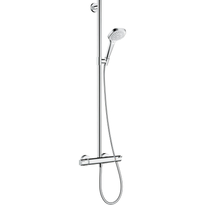 Hansgrohe Select E Croma Multi semipipe met Ecostat Comfort douchekraan thermostatisch met Croma Select E Multi handdouche + doucheslang 160cm wit/chroom