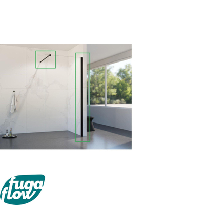 FugaFlow Eccelente Vetro profielset 200cm + stabilisatiestang 120cm mat zwart -