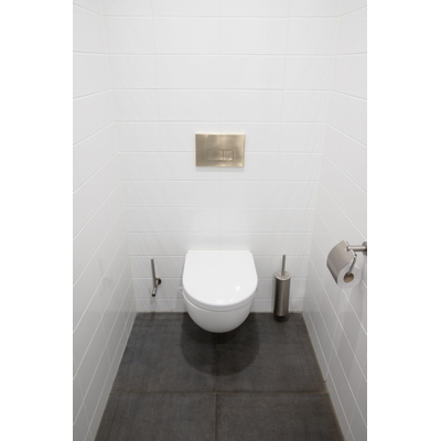 QeramiQ Push metal Bedieningsplaat geborsteld goud met rechthoek dualflush frontbediening voor Geberit UP320 inbouwreservoir