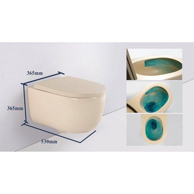 QeramiQ Dely Swirl Toiletset - 36.5x53cm - Geberit UP320 Burda inbouwreservoir - 35mm zitting - witte sigma bedieningsplaat - ronde knoppen - beige