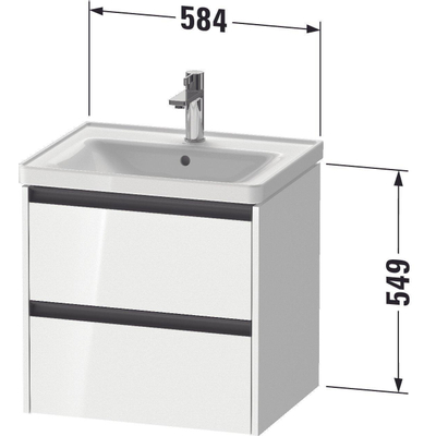 Duravit Ketho 2 Wastafelonderkast - 2 laden - 58.4x45.5x54.9cm - grepen antraciet - basalt mat