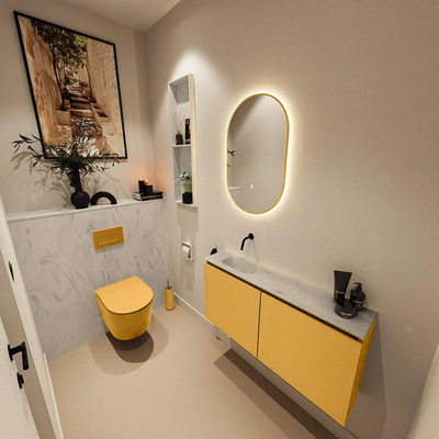 MONDIAZ TURE-DLUX 100cm toiletmeubel Ocher. EDEN wastafel Opalo positie links. Zonder kraangat.