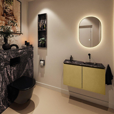 MONDIAZ TURE-DLUX 80cm toiletmeubel Oro. EDEN wastafel Lava positie rechts. Zonder kraangat.