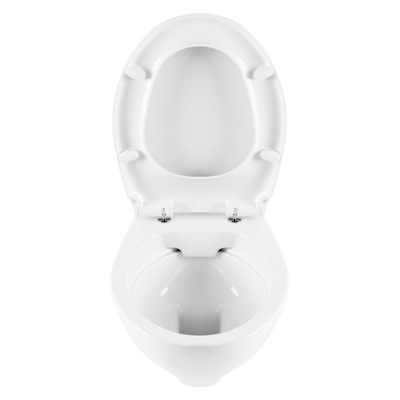 QeramiQ Cetus Confort Wandtoilet - 52x36x43.5cm - spoelrandloos - verhoogd 6cm - softclose en quickrelease zitting - glans wit