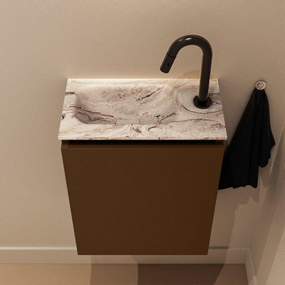 MONDIAZ TURE-DLUX 40cm toiletmeubel Rust. EDEN wastafel Glace positie links. Met 1 kraangat.