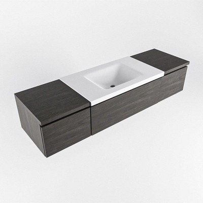 MONDIAZ BUKLA 160cm badmeubel met module 40 kleur Dark Brown met 3 lades. Wastafel CLOUD midden 1 kraangat kleur Talc.