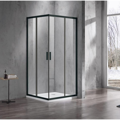 Saniclass Casus Douchecabine - 80x80x200cm - hoekinstap - helder glas - profiel - mat zwart OUTLETSTORE