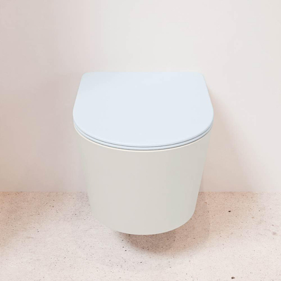 MONDIAZ LAVIE wandclosetpack - 36x53cm - diepspoel - rimless - Linen (offwhite) - softclose - quick-release - toiletzitting - clay (blauw)