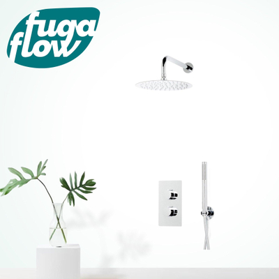 FugaFlow Eccelente Sobrado Badkamer inbouw regendoucheset met thermostaat 25cm hoofddouche incl. staaf handdouche chroom