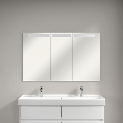 Villeroy & Boch My View In inbouw spiegelkast met LED verlichting 3 voudig dimbaar met 3 deuren 120.1x74.7x10.7cm
