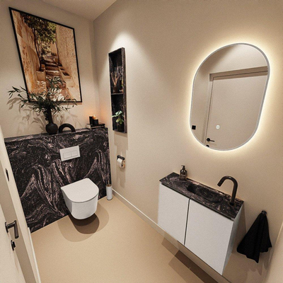 MONDIAZ TURE-DLUX 60cm toiletmeubel Linen. EDEN wastafel Lava positie rechts. Met 1 kraangat.