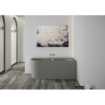 Plieger Kansas Hoekbad - 155x80x60cm - hoek rechts - met waterinlaat - met af- en overloopgarnituur - met poten - acryl - cementgrijs