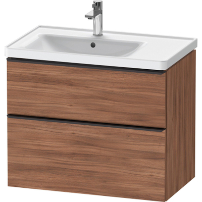 Duravit D-Neo wastafelonderkast 78.4x62.5x45.2cm 2 lades Noten Mat