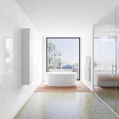 MONDIAZ Lagom Badkamerkast - 150cm - opbouw - rechtsdraaiend - Solid surface Talc SHOWROOMMODEL