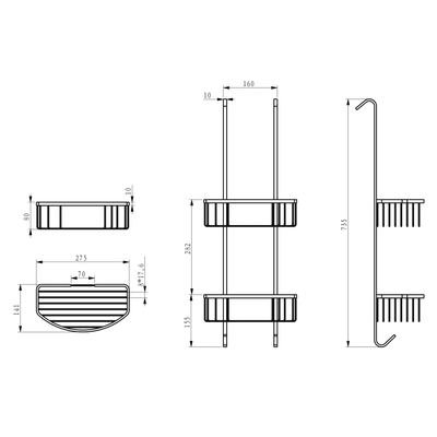 Xellanz Domo doucherekje hangend chroom