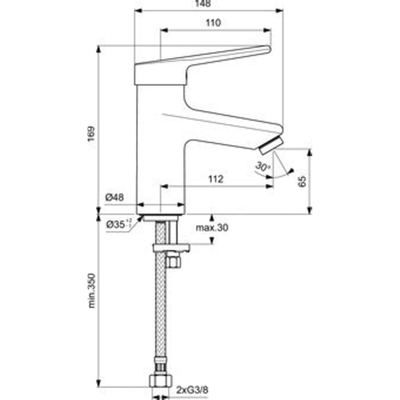 Ideal Standard Ceraplus 2 wastafelkraan m. vaste zelflegende uitloop m. greep 11cm chroom