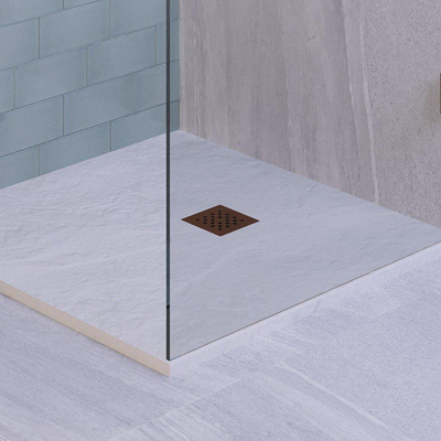 BRAUER Relievo Crag Afvoerrooster - 13.1x13.1x1cm - Koper geborsteld