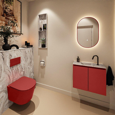 MONDIAZ TURE-DLUX 60cm toiletmeubel Fire. EDEN wastafel Glace positie midden. Met 1 kraangat.