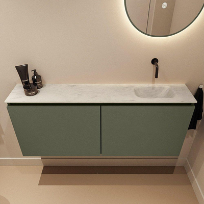 MONDIAZ TURE-DLUX 120cm toiletmeubel Army. EDEN wastafel Opalo positie rechts. Zonder kraangat.