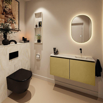 MONDIAZ TURE-DLUX 100cm toiletmeubel Oro. EDEN wastafel Ostra positie rechts. Zonder kraangat.