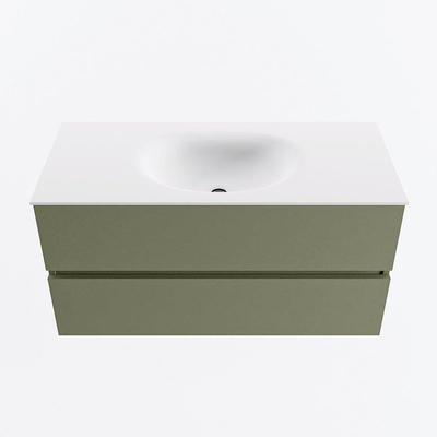 Mondiaz VICA Badkamermeubelset - 100cm - army - 2 lades - Wastafel MOON - midden - zonder kraangat - kleur talc - XL versie 60cm hoog