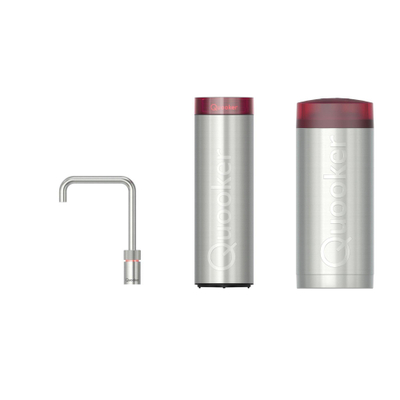 Quooker Nordic Square kokendwaterkraan - draaibare uitloop - Combi incl. Cube reservoir - Warm / kokend / bruisend / gefilterd water - RVS