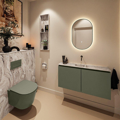 MONDIAZ TURE-DLUX 100cm toiletmeubel Army. EDEN wastafel Glace positie midden. Zonder kraangat.