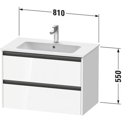 Duravit Ketho 2 wastafelonderbouwkast met 2 laden 81x48x55cm met grepen antraciet eiken zwart mat