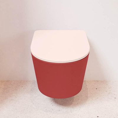 MONDIAZ LAVIE wandclosetpack - 36x53cm - diepspoel - rimless - Fire (rood) - softclose - quick-release - toiletzitting - Rosee (roze)