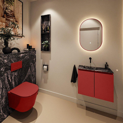 MONDIAZ TURE-DLUX 60cm toiletmeubel Fire. EDEN wastafel Lava positie links. Zonder kraangat.