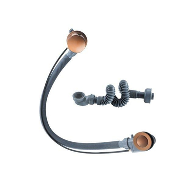 Fortifura Nebbio Badcombinatie-set - thermostaatkraan - inbouwdeel - glijstang - metalen doucheslang - staaf handdouche - badafvoer opbouw - geborsteld koper PVD (koper)