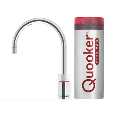 Quooker NL Nordic round kokendwaterkraan opbouw uitloop draaibaar met Pro3 reservoir Chroom