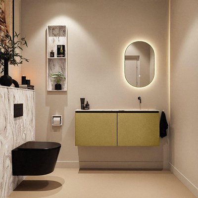 MONDIAZ TURE-DLUX 120cm toiletmeubel Oro. EDEN wastafel Glace positie rechts. Zonder kraangat.