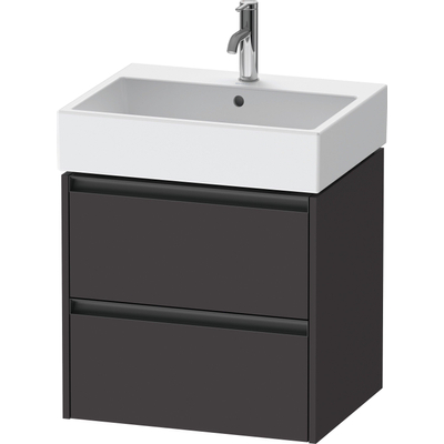 Duravit Ketho 2 wastafelonderbouwkast - 2 laden - 58.4x46x54.9cm - grepen antraciet - grafiet supermat
